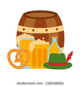 barrel beer with oktoberfest icons