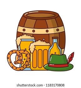 barrel beer with oktoberfest icons