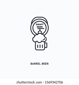 Barrel beer outline icon. Simple linear element illustration. Isolated line Barrel beer icon on white background. Thin stroke sign can be used for web, mobile and UI.