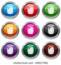 Barrel of beer set icon isolated on white. 9 icon collection vector illustration