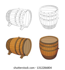 Barrel of beer or wine. Vector illustration.