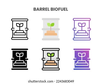 Barrel Biofuel icons vector illustration set line, flat, glyph, outline color gradient. Great for web, app, presentation and more. Editable stroke and pixel perfect.