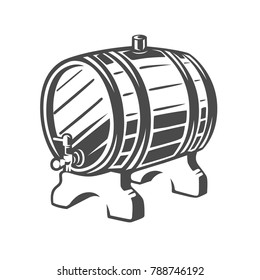 Barrel. Black and white vector object.