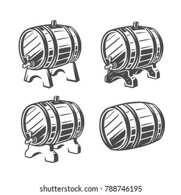 Barrel. Black and white vector object.