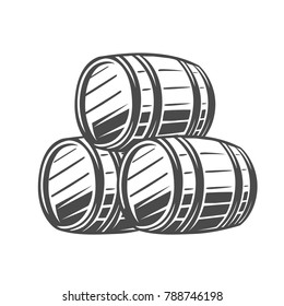 Barrel. Black and white vector object.