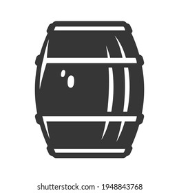 Barrel bold black silhouette icon isolated on white. Cask, keg for storing and transporting liquids pictogram. Shipping cylindrical container, nautical cargo vector element for infographic, web.