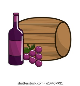 barrel and bottle wine with grape fruit