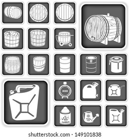 barrel and canister buttons vector set