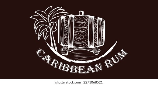 Barrel of Caribbean rum on dark background