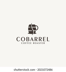 barrel with coffee cup logo vector graphic suitable for cafe, company, bar, resto, coffee shop