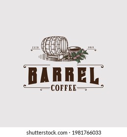 diseño del logo de barril y café. adecuado para su identidad de marca.