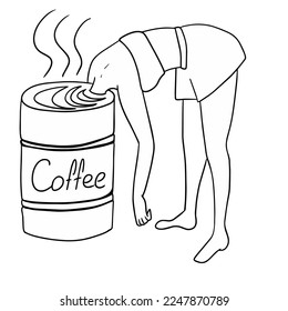 a barrel of coffee in the morning will help you wake up. Vector graphics