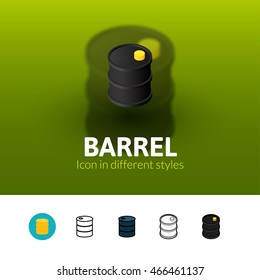 Barrel color icon, vector symbol in flat, outline and isometric style isolated on blur background