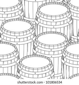 Barrel and cup seamless background. Vector illustration.