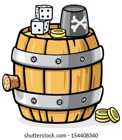 barrel with dice - pirate theme cartoons