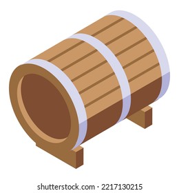 Barrel dog kennel icon isometric vector. House puppy. Pet home