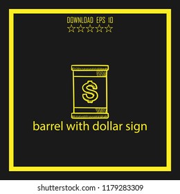barrel with dollar sign sketch vector icon
