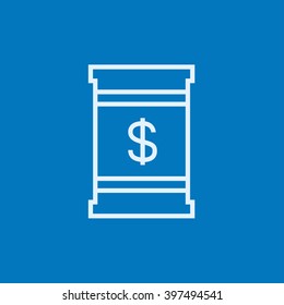 Barril con un icono de línea de símbolo de dólar.