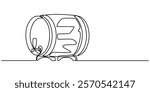 barrel drink vintage object one line art design vector, continuous single drawn line art doodle wooden oak beer barrel, alcohol beverage wooden barrel faucet  line art, Old cask one line continuous.