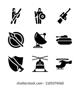 barrel, firearm, army and space icons in War vector set. Graphics for web and design