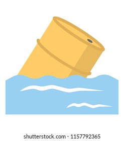 
Barrel floating in water, A flat design icon 
