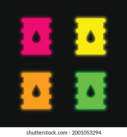 Barrel four color glowing neon vector icon