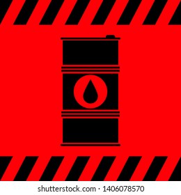 Barrel of fuel black on a red background, vector illustration for design