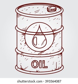 A barrel of fuel. Outline drawing.