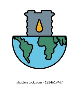 barrel of gasoline with world planet
