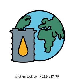 barrel of gasoline with world planet