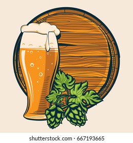 Barrel and glass of beer