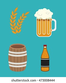 barrel glass bottle beer drink beverage traditional icon. Colorful and Flat design. Vector illustration