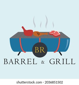 barrel and grill vector illustration