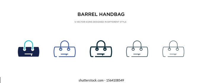 barrel handbag icon in different style vector illustration. two colored and black barrel handbag vector icons designed in filled, outline, line and stroke style can be used for web, mobile, ui