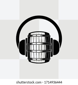 Barrel and Headphone vintage Logo.