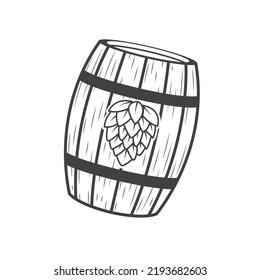 Barrel With Hop Fruit Icon. Vector Concept Illustration For Design. Alcohol Keg Icon