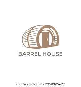 Barrel house logo vector, suitable for construction industry, brewery, beer, restaurant or related company.