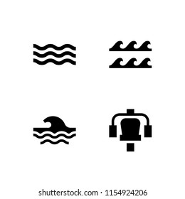 barrel icon. 4 barrel set with wave, waves and station vector icons for web and mobile app