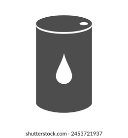 Barrel icon. Black barrel with oil labels. Oil barrel. Fuel icon. Fuel barrel.