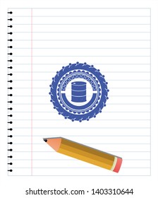 barrel icon draw (pen strokes). Blue ink. Vector Illustration. Detailed.