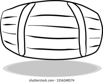 Barrel icon, flat design, hand drawing. Illustration capacity, contour of symbol black