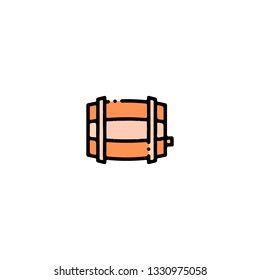 Barrel icon, flat design line art thin style. Saint Patrick's Day vector illustration