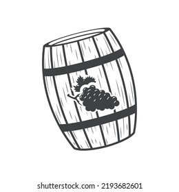 Barrel Icon With Grapes. Vector Concept Illustration For Design. Alcohol Keg Icon