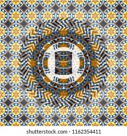 barrel icon inside arabesque emblem background. arabic decoration.