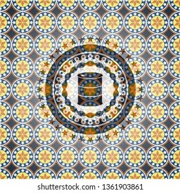 barrel icon inside arabesque emblem. arabic decoration.