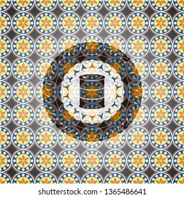 barrel icon inside arabesque emblem. arabic decoration.