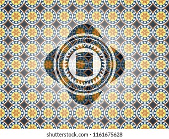 barrel icon inside arabesque style badge. arabic decoration.