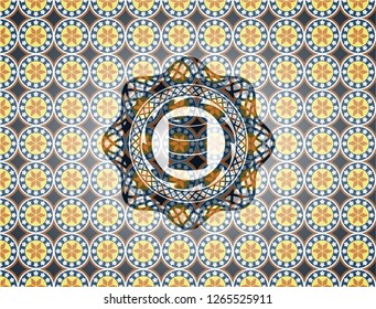 barrel icon inside arabesque style emblem. arabic decoration.