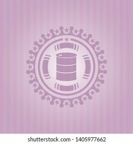 barrel icon inside badge with pink background