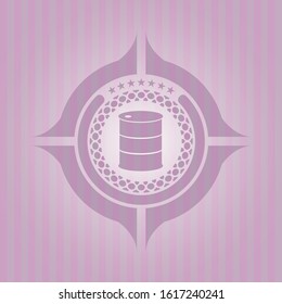 barrel icon inside badge with pink background